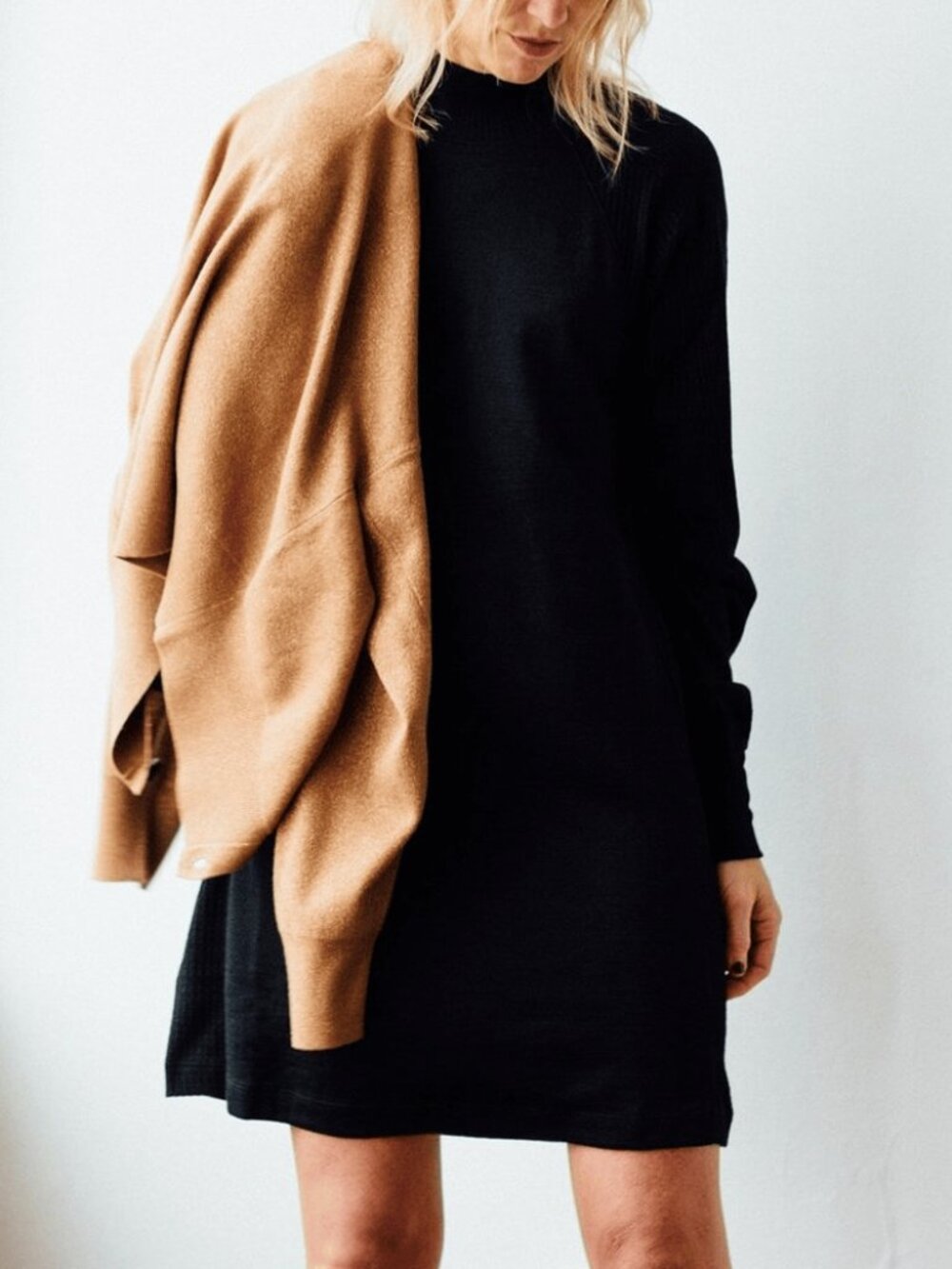 Rag and Bone mock turtleneck knit mini dress black